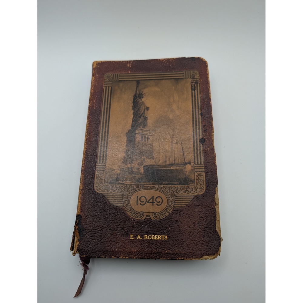 Vintage 1949 Executive Record and Travel Guide Statue of Liberty Brown Bigelow